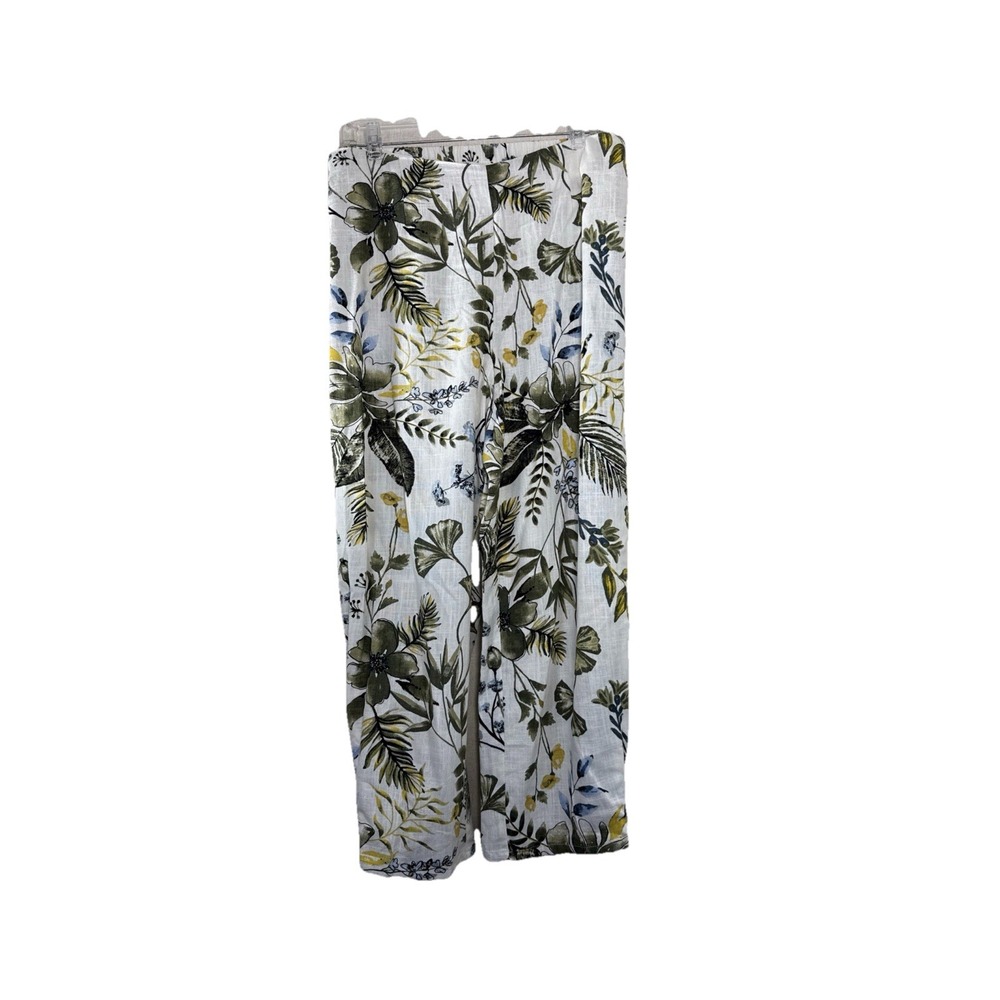 Haver & Blair LONDON Beige Hawaiian Print Wide Leg Removeable Crop Hem Pants Med